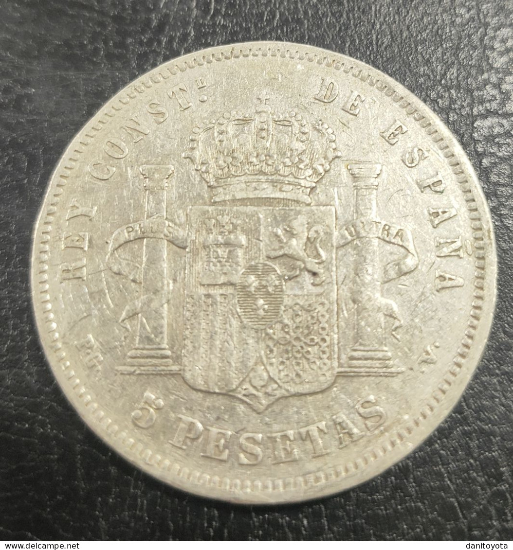 ESPAÑA. AÑO 1893. 5 PTAS ALFONSO XIII PG V. PESO 24,6 GR - Provincial Currencies