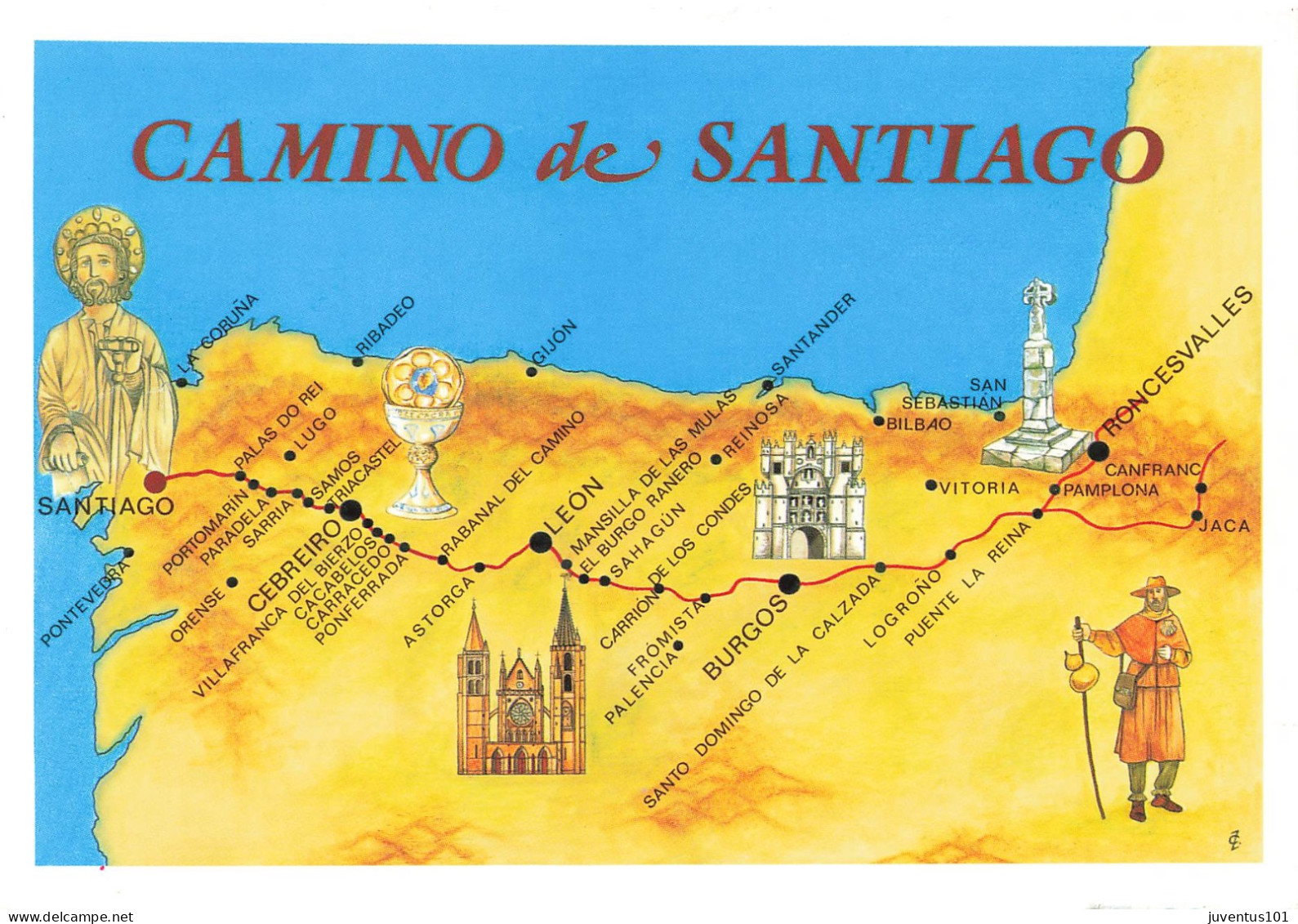 CPSM SANTIAGO DE COMPOSTELA-Camino De Santiago-Beau Timbre      L2573 - Santiago De Compostela