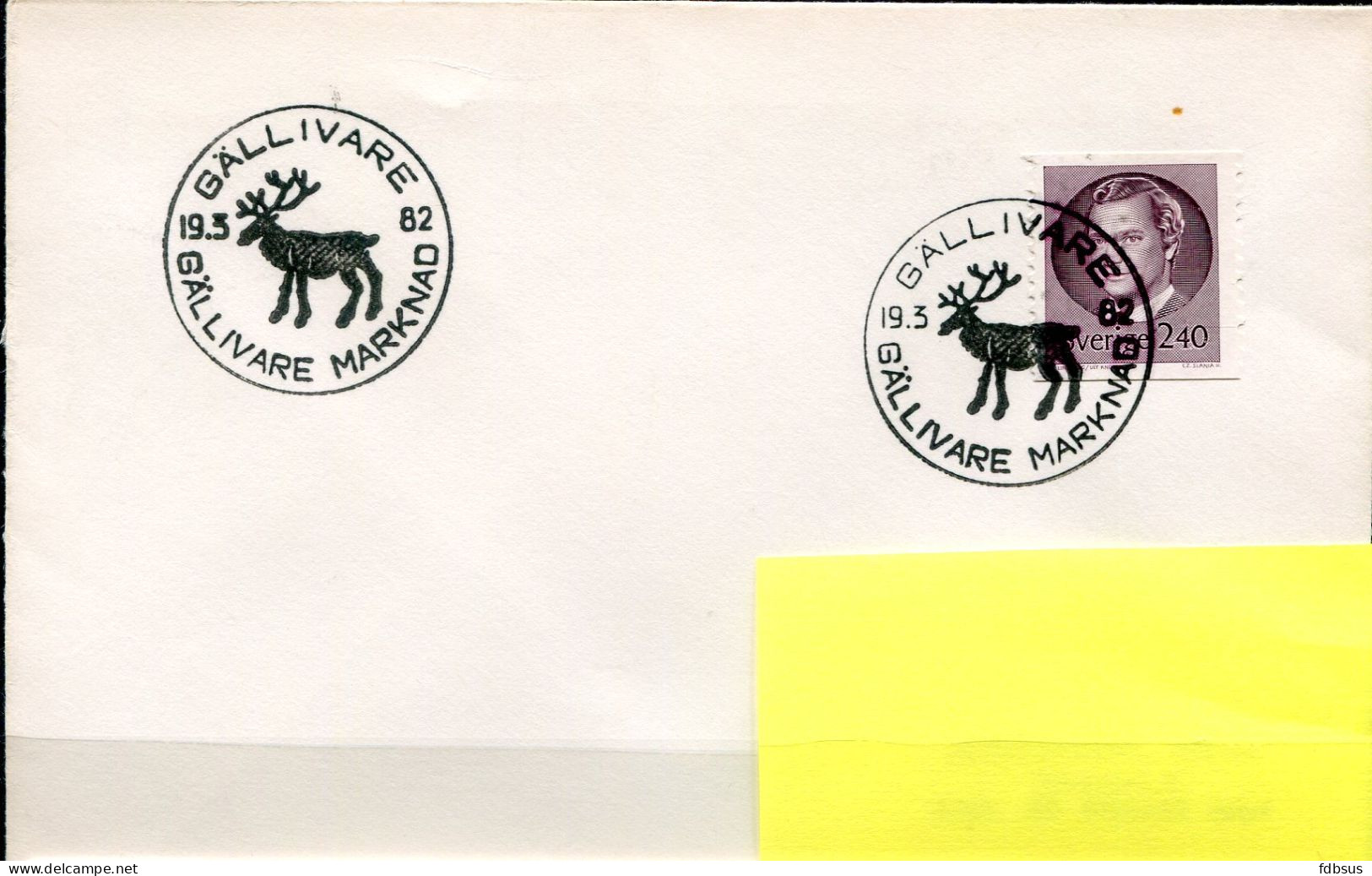 19-3-1982 Cover From GALLIVARE MARKNAD - Rendier - Rendeer -  Cover To Belgium - Lettres & Documents