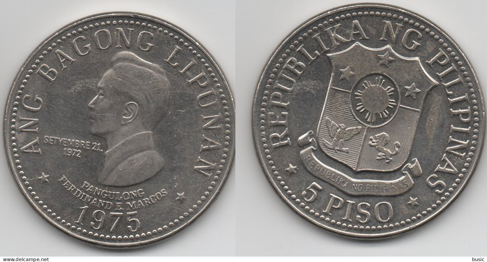 + PHILIPPINES +  5 PISO 1975 + - Filippine