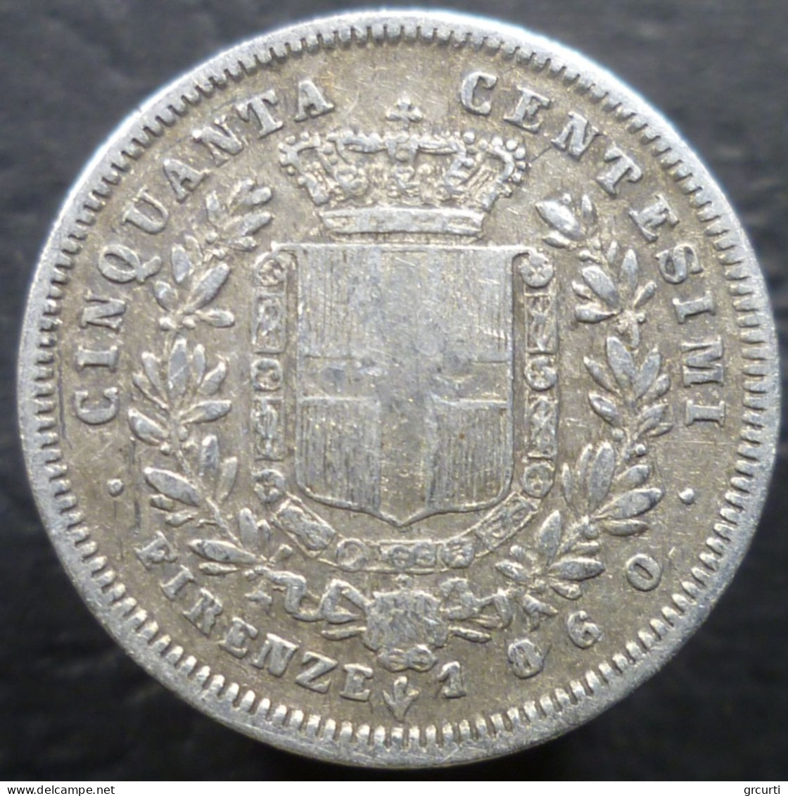 Italia - Vittorio Emanuele II - Re Eletto - 50 Centesimi 1860 Firenze - Gig. 15 - Piémont-Sardaigne-Savoie Italienne