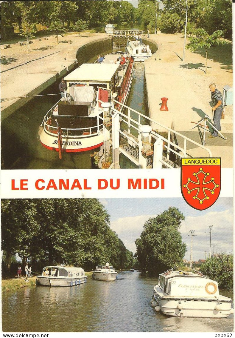 Le Canal Du Midi-languedoc- Ecluse-peniche-cpm - Languedoc-Roussillon