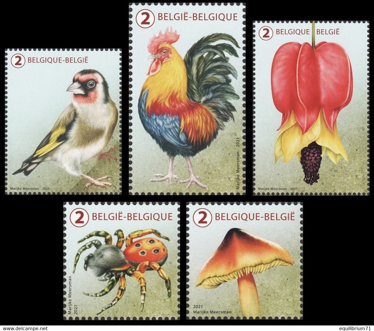 5036/5040**(BL303) - La Nature Tricolore / Tricolore Naturel / Dreifarbige Natur / Tricolor Nature - Marijke Meersman - Unused Stamps