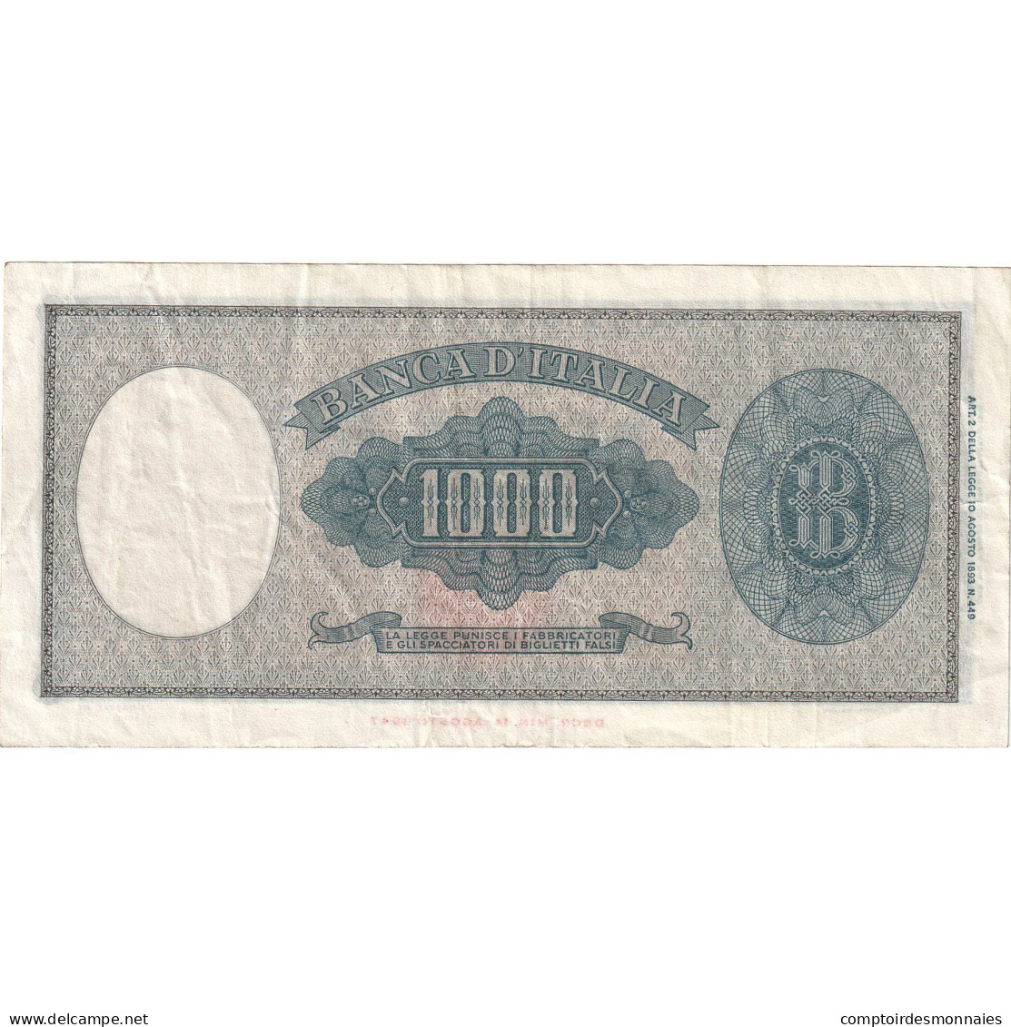 Billet, Italie, 1000 Lire, 1947, 1947-08-14, KM:72c, TTB+ - 1000 Liras