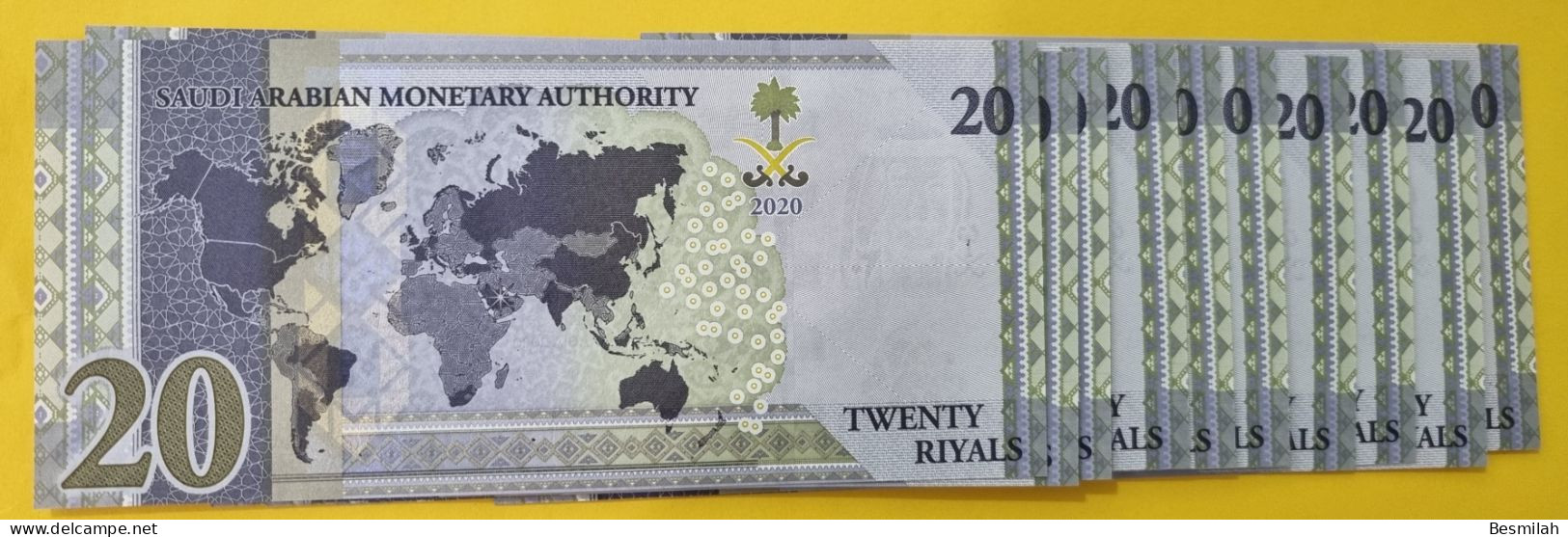 Saudi Arabia 20 Riyals 2020 P-New 10 Notes UNC Condition All Are The Serial Number 300 Rare - Saudi Arabia