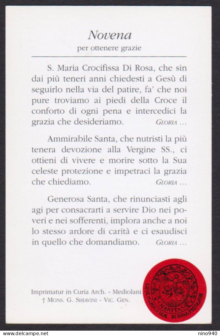 S. MARIA CROCIFISSA DI ROSA - CON RELIQUIA - Mm. 65 X 100 - Fondatrice - Religion & Esotérisme