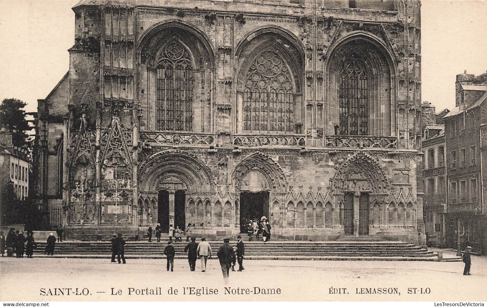 FRANCE - Saint Lo - Le Portail De L'Eglise Notre Dame - Animé - Carte Postale Ancienne - Saint Lo