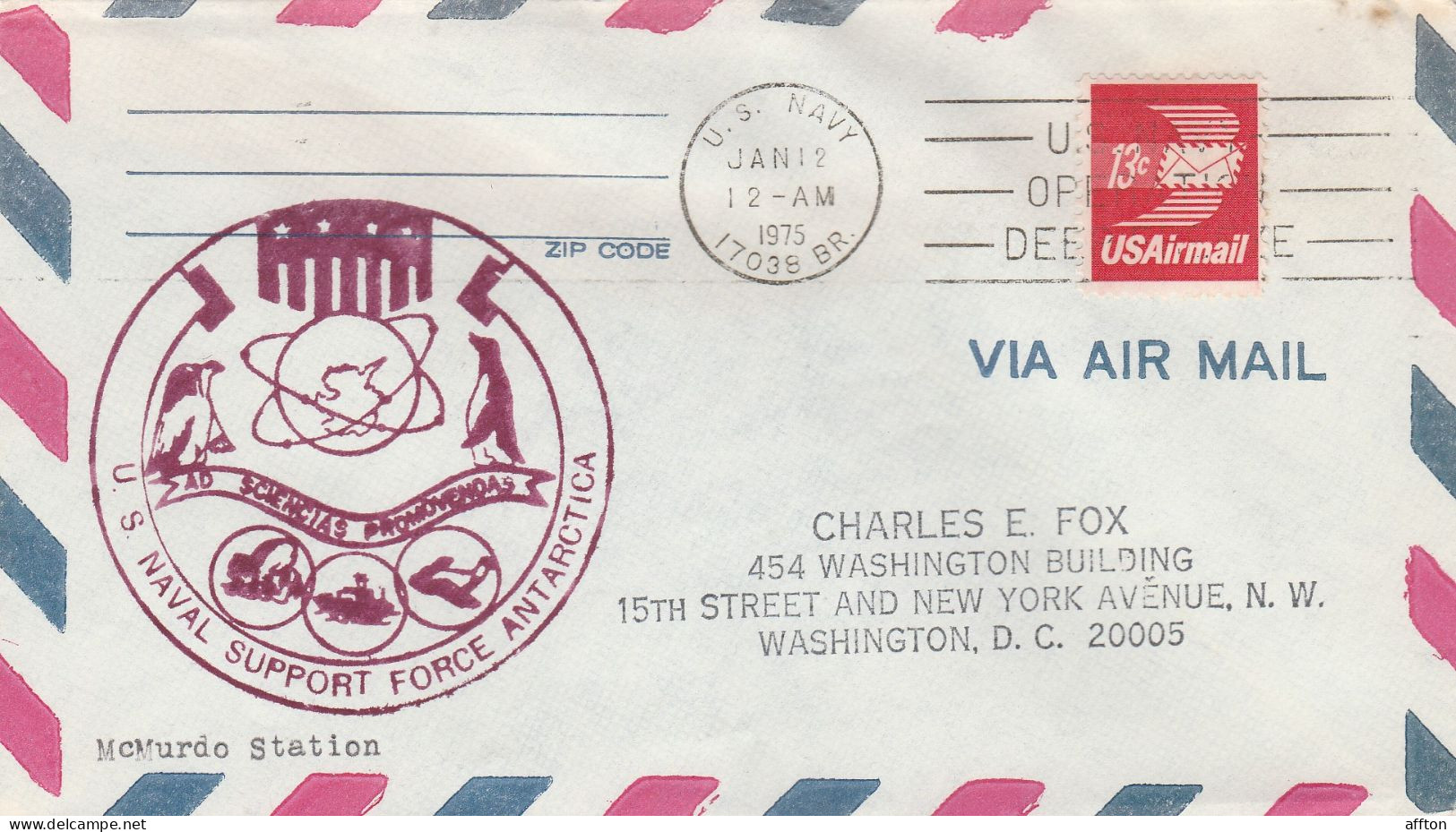 US Naval Support Force Antartica USA 1975 Cover - Sous-marins