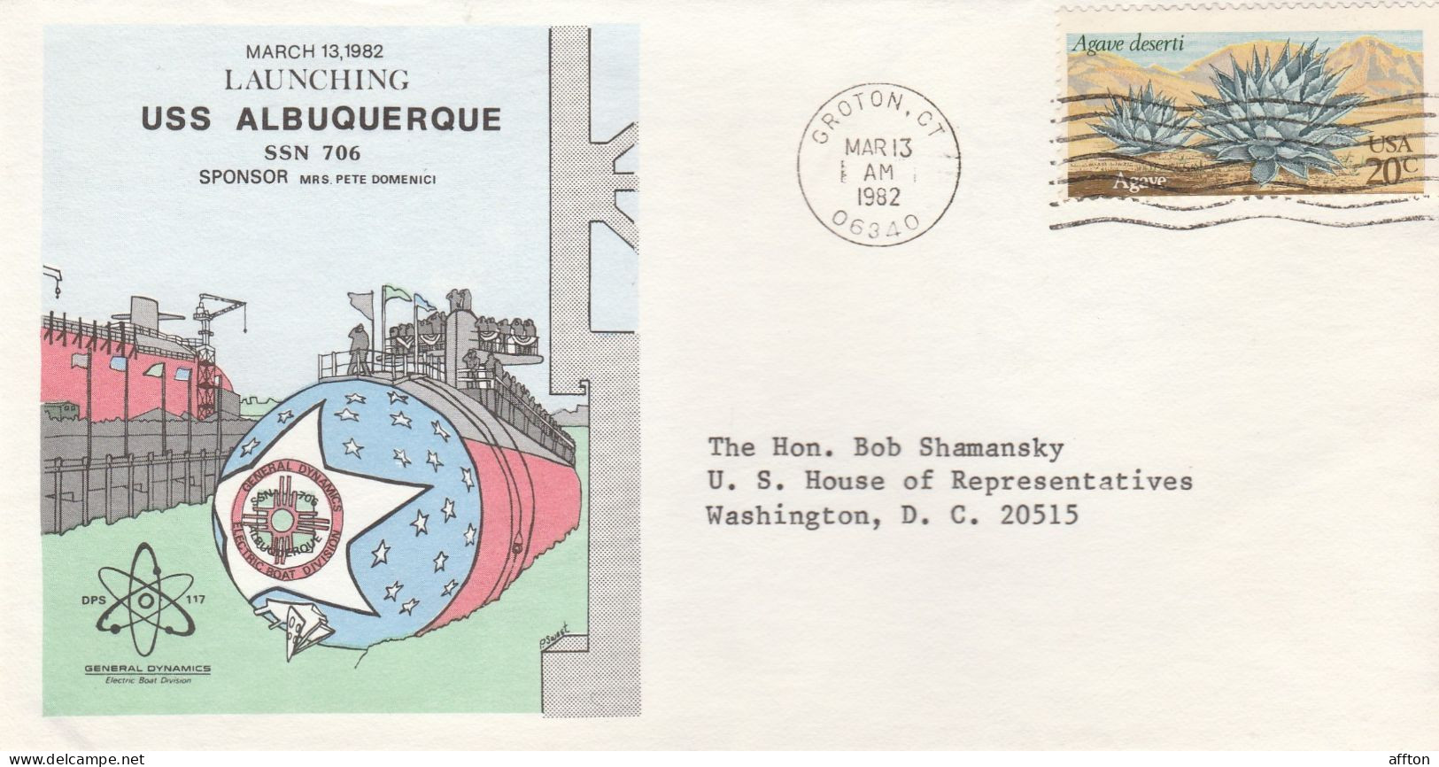 USS Albuquerque Submarine USA 1982 Cover - Sottomarini