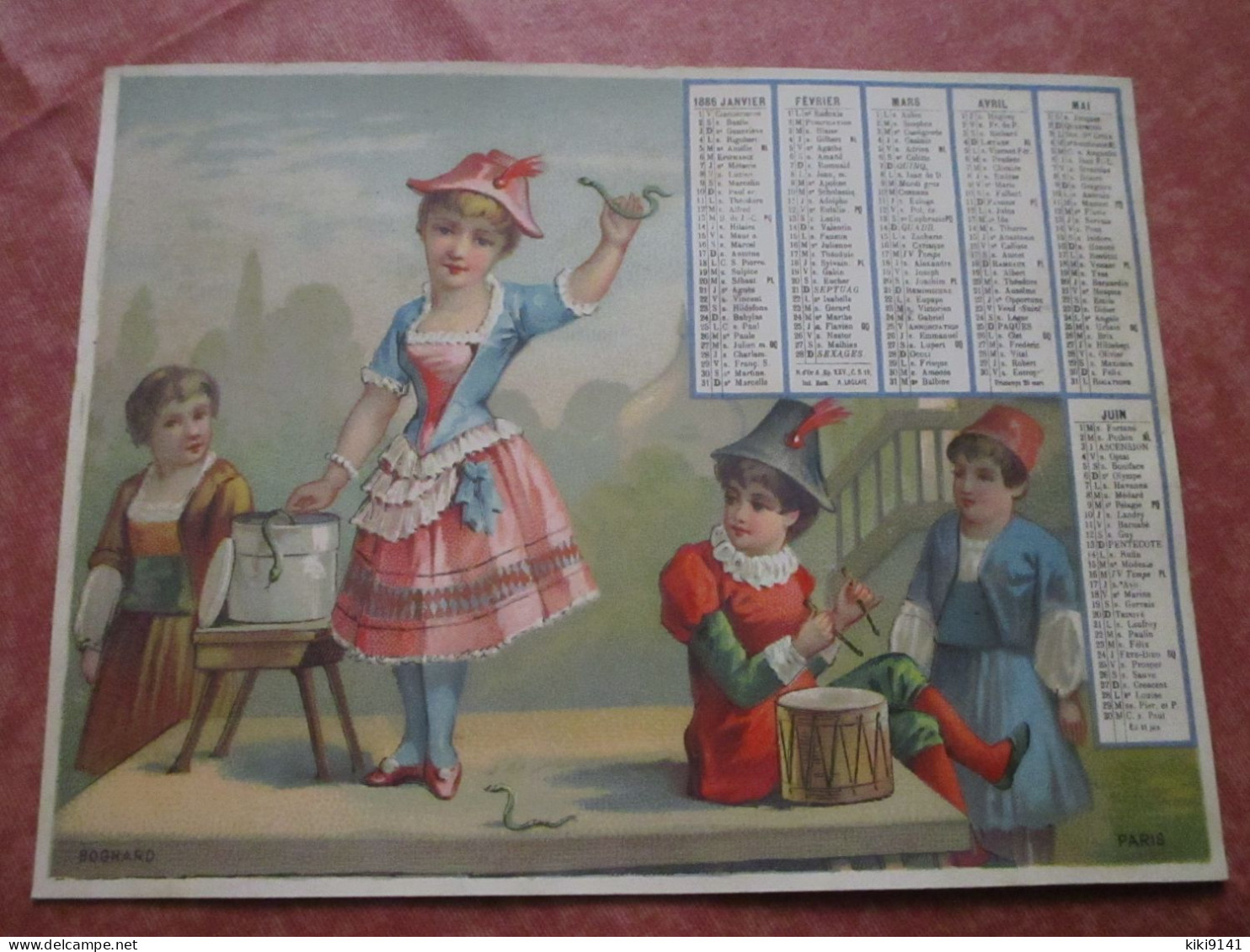 CHROMO - Calendrier 1er Semestre 1886 - Small : ...-1900