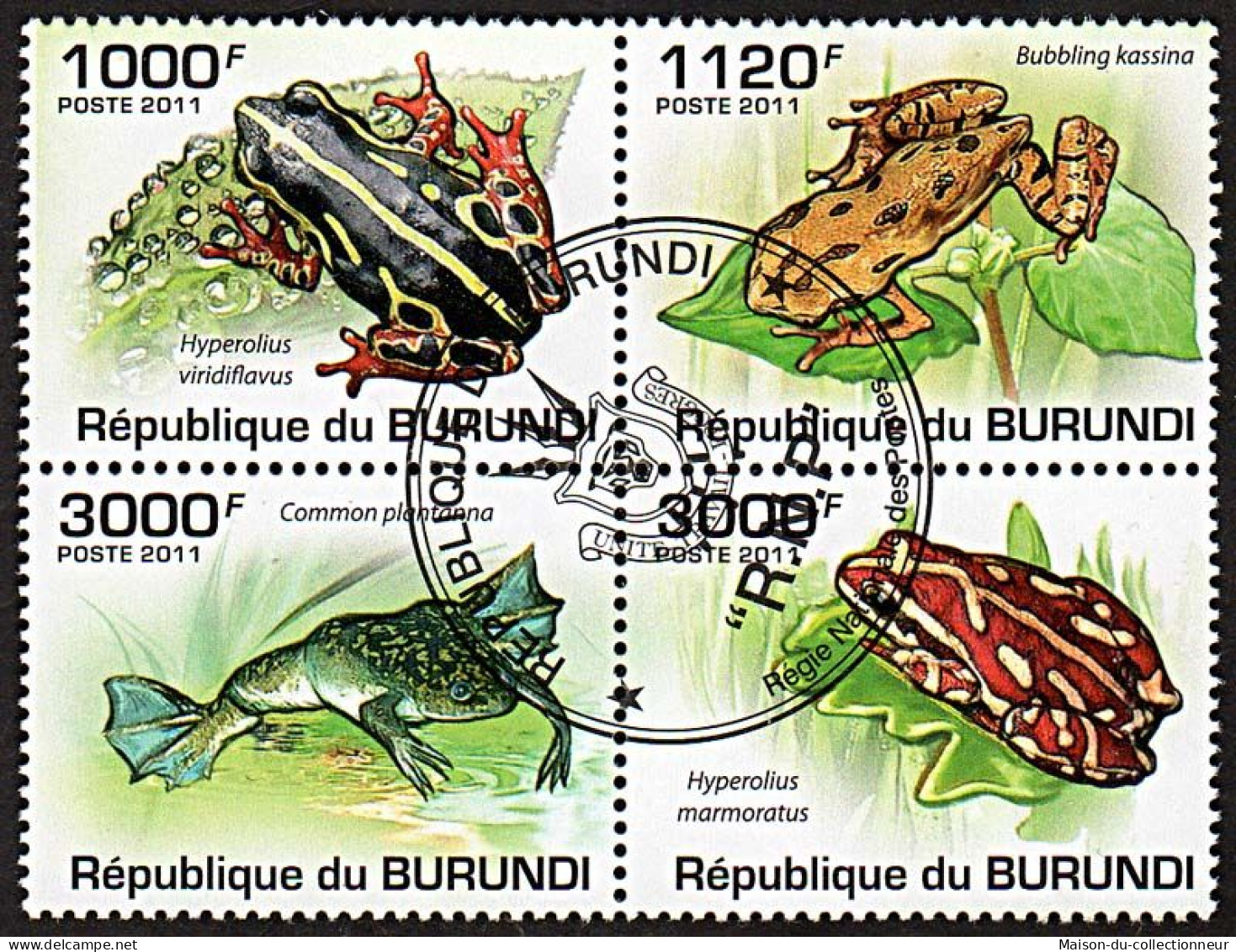 Timbres Thématiques Burundi Grenouilles Oblitérés - Colecciones