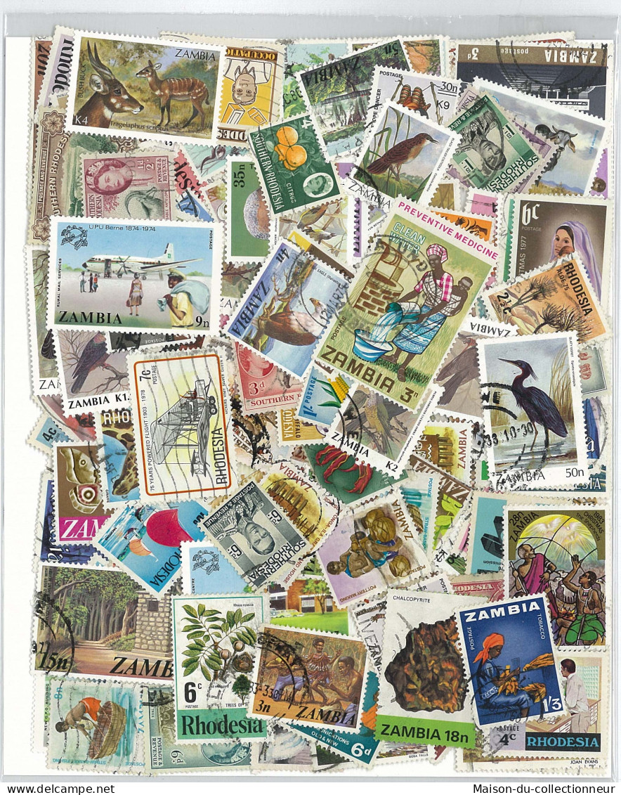 Collection De Timbres Rhodesie Zambie Oblitérés 100 Timbres Différents - Zambie (1965-...)