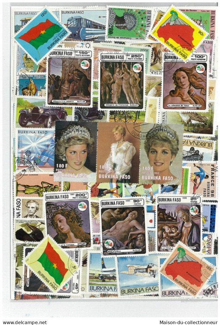 Collection De Timbres Burkina Faso Oblitérés 100 Timbres Différents - Burkina Faso (1984-...)