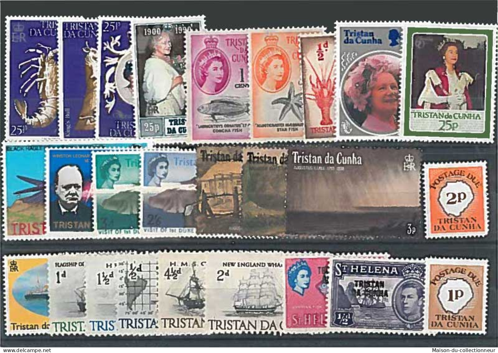 Collection De Timbres Tristan Da Cunha Oblitérés 10 Timbres Différents - Tristan Da Cunha