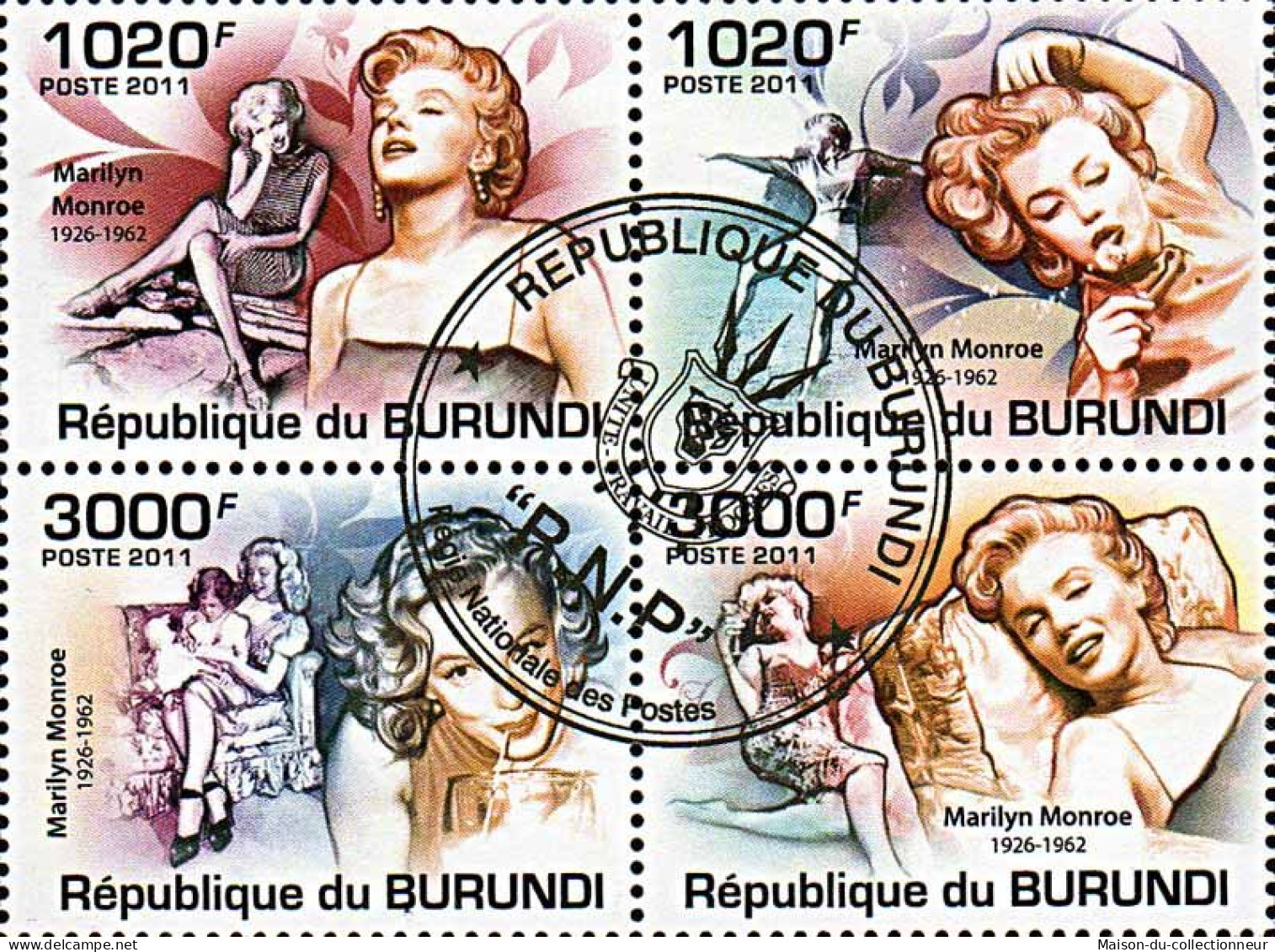 Timbres Thèmatiques Burundi No 1293/1296 Oblitérés Célébrités,Marilyn Monroe - Colecciones