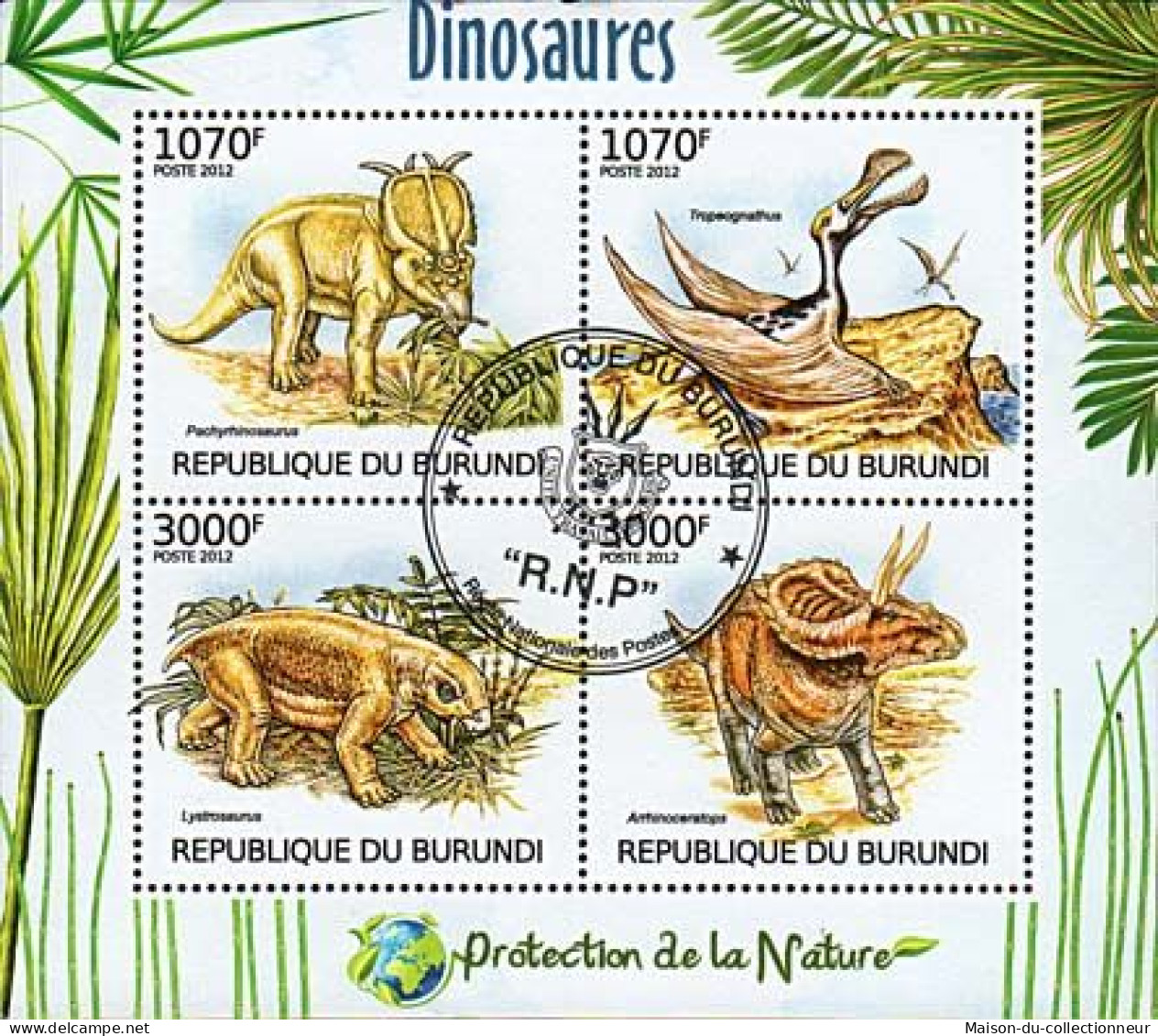 Timbres Thématiques Burundi No 1584/87 Oblitérés Animaux,Préhistoire - Collections