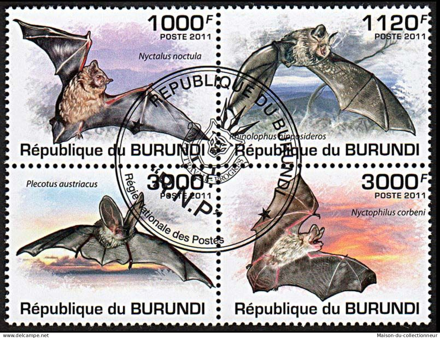 Timbres Thématiques Burundi Chauve Souris Oblitérés - Colecciones