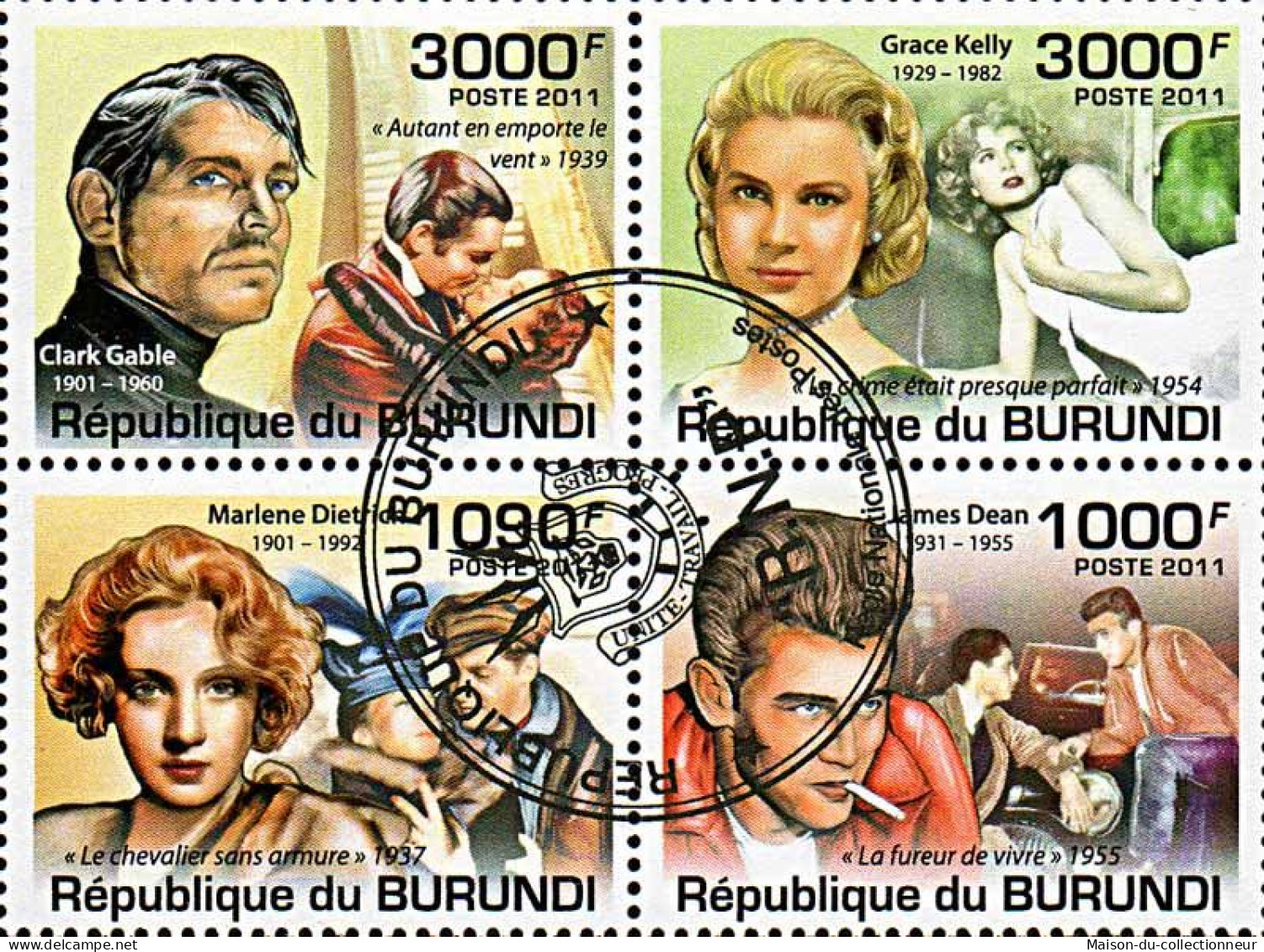 Timbres Thèmatiques Burundi No 1257/1260 Oblitérés Célébrités,Acteurs Célèbres - Collections