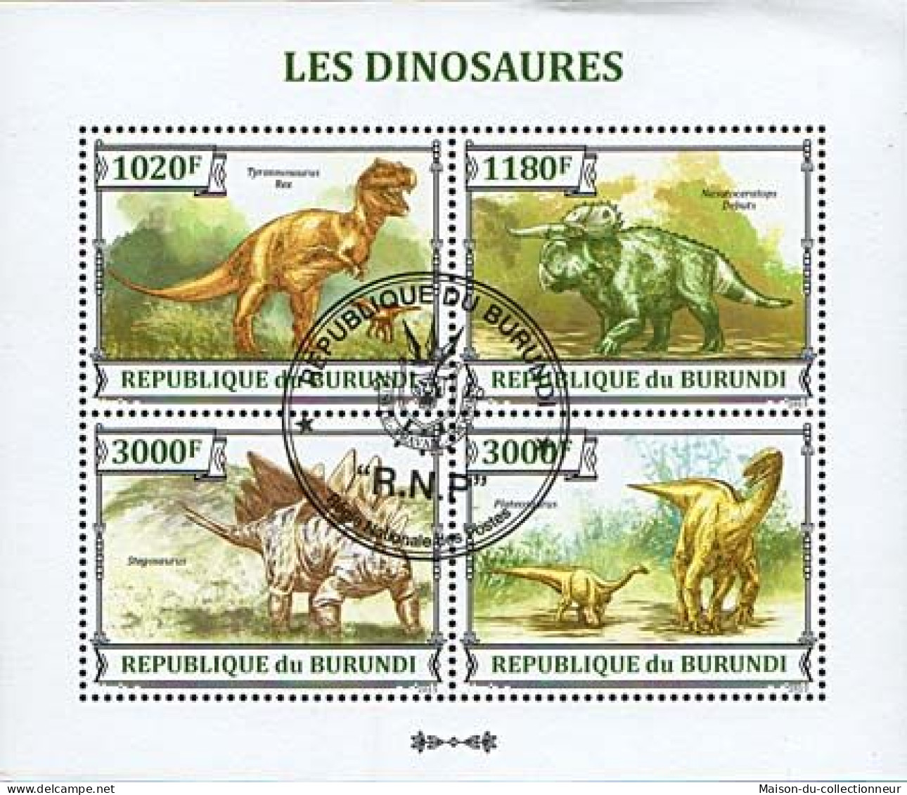 Timbres Thématiques Burundi No 218/21 Oblitérés Animaux,Préhistoire - Sammlungen