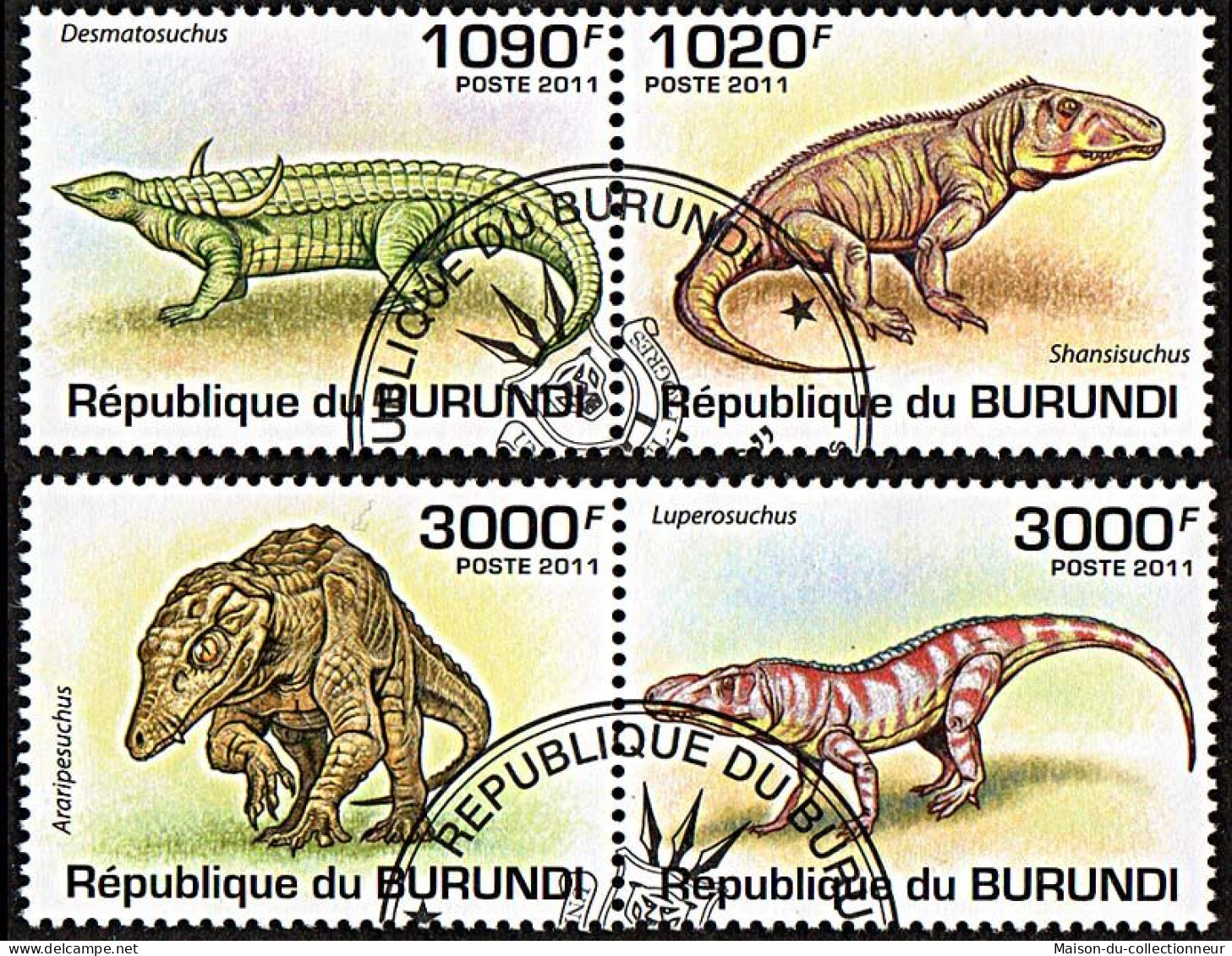 Timbres Thématiques Burundi No 1241/44 Oblitérés Animaux,Préhistoire - Collections