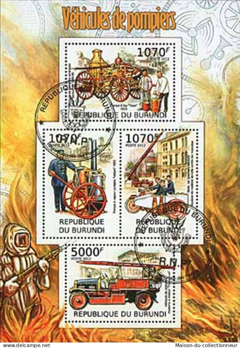 Timbres Thèmatiques Burundi No 1485/88 Oblitérés Pompiers - Collezioni