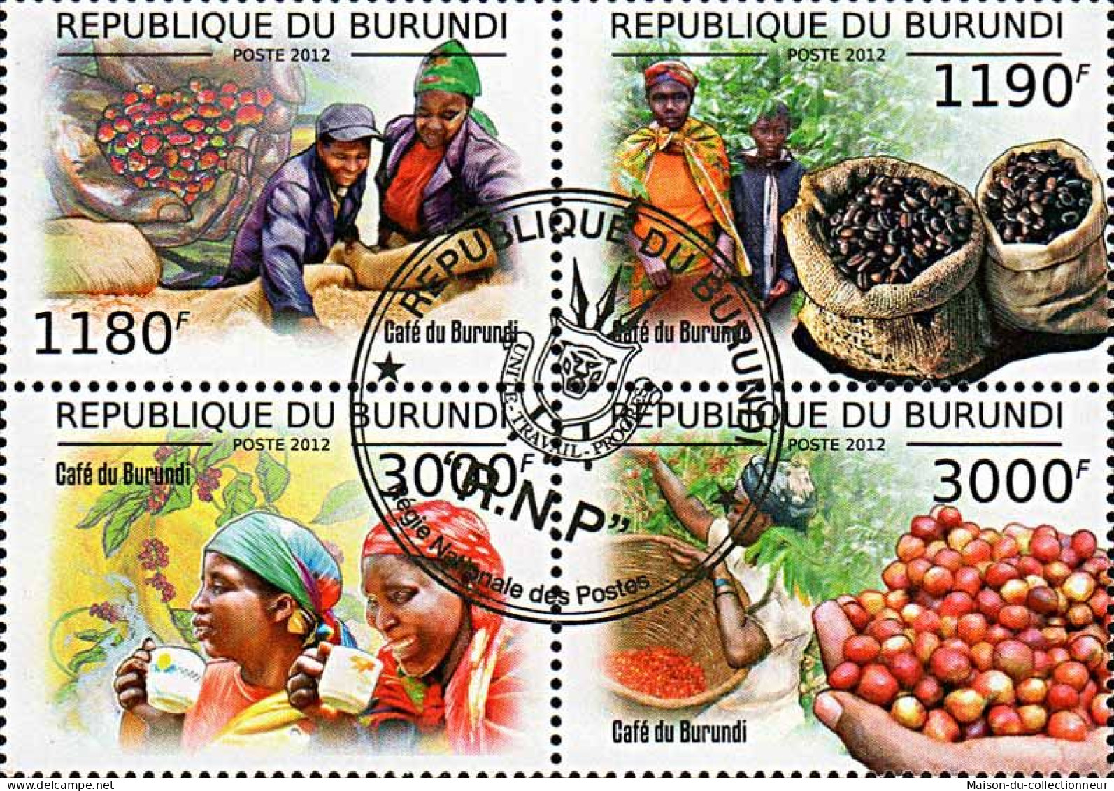 Timbres Thèmatiques Burundi No 1648/51 Oblitérés Flore,Café - Collections