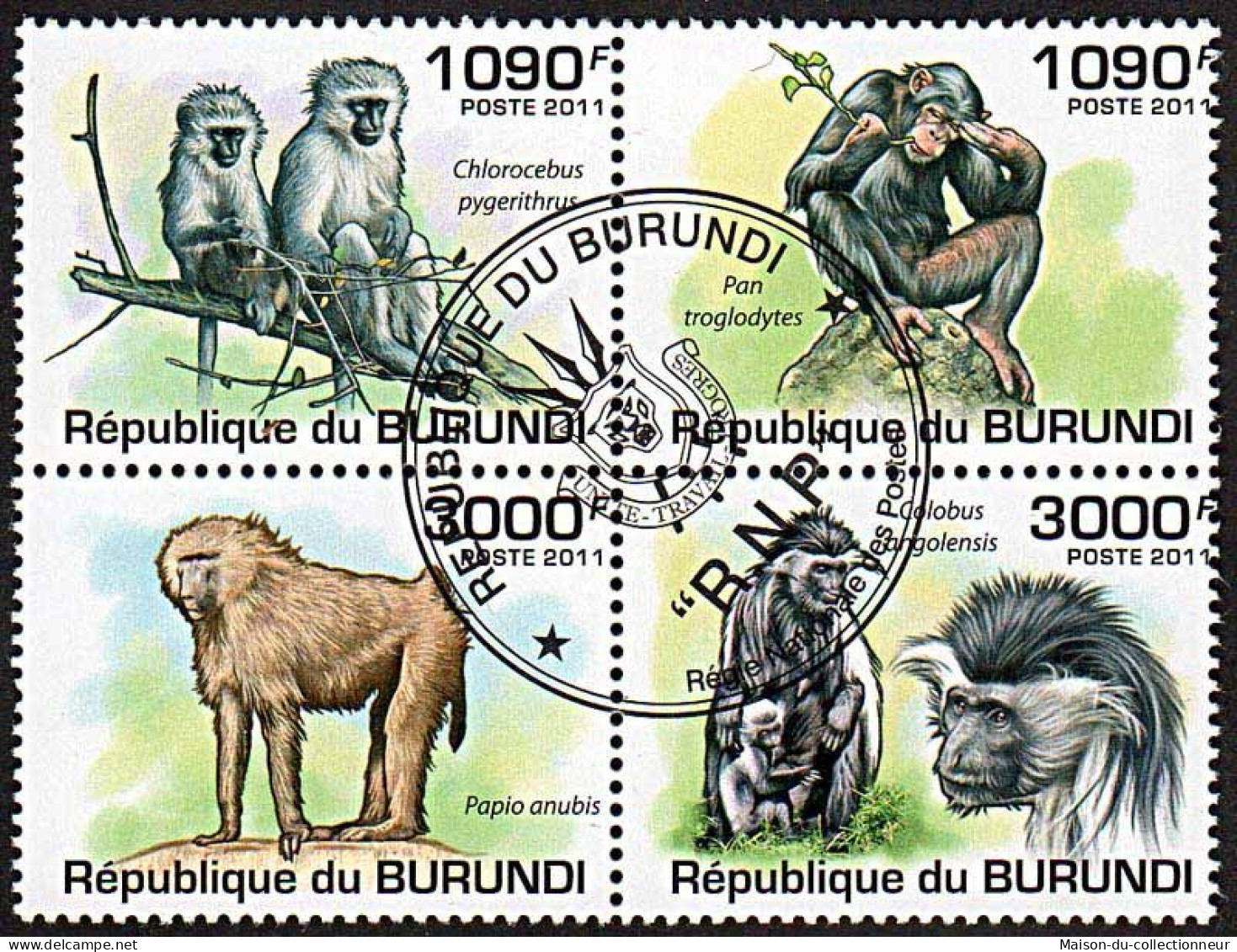 Timbres Thèmatiques Burundi No 162  Oblitérés Animaux,Primates - Verzamelingen