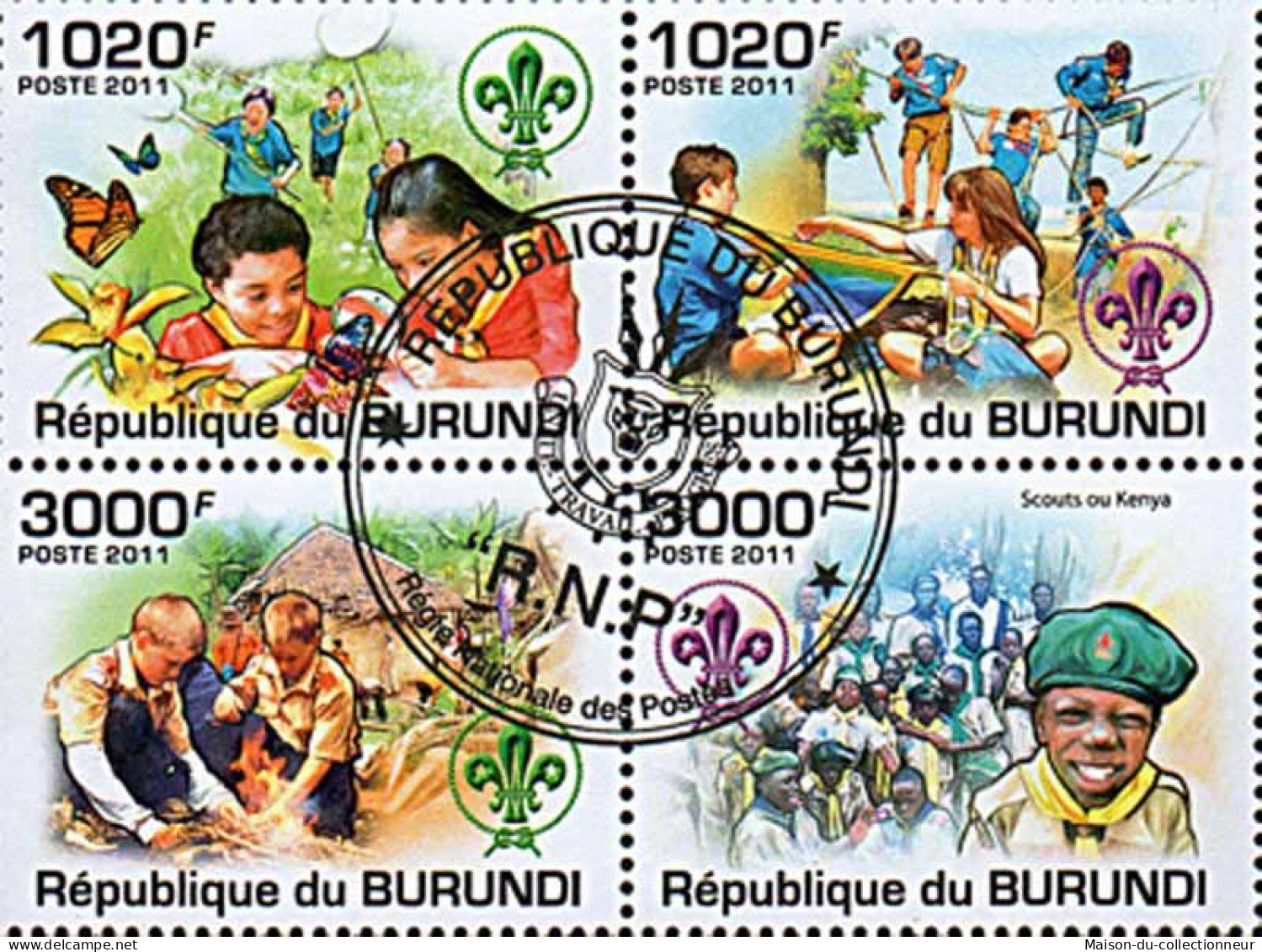 Timbres Thèmatiques Burundi No 1325/1328 Oblitérés Scoutisme - Collections