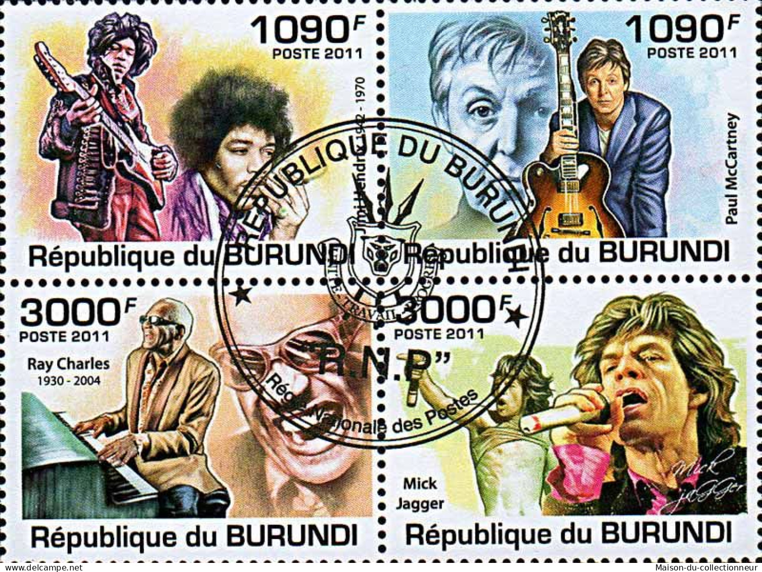 Timbres Thèmatiques Burundi No 1297/1300 Oblitérés Musiciens,Chanteurs - Verzamelingen