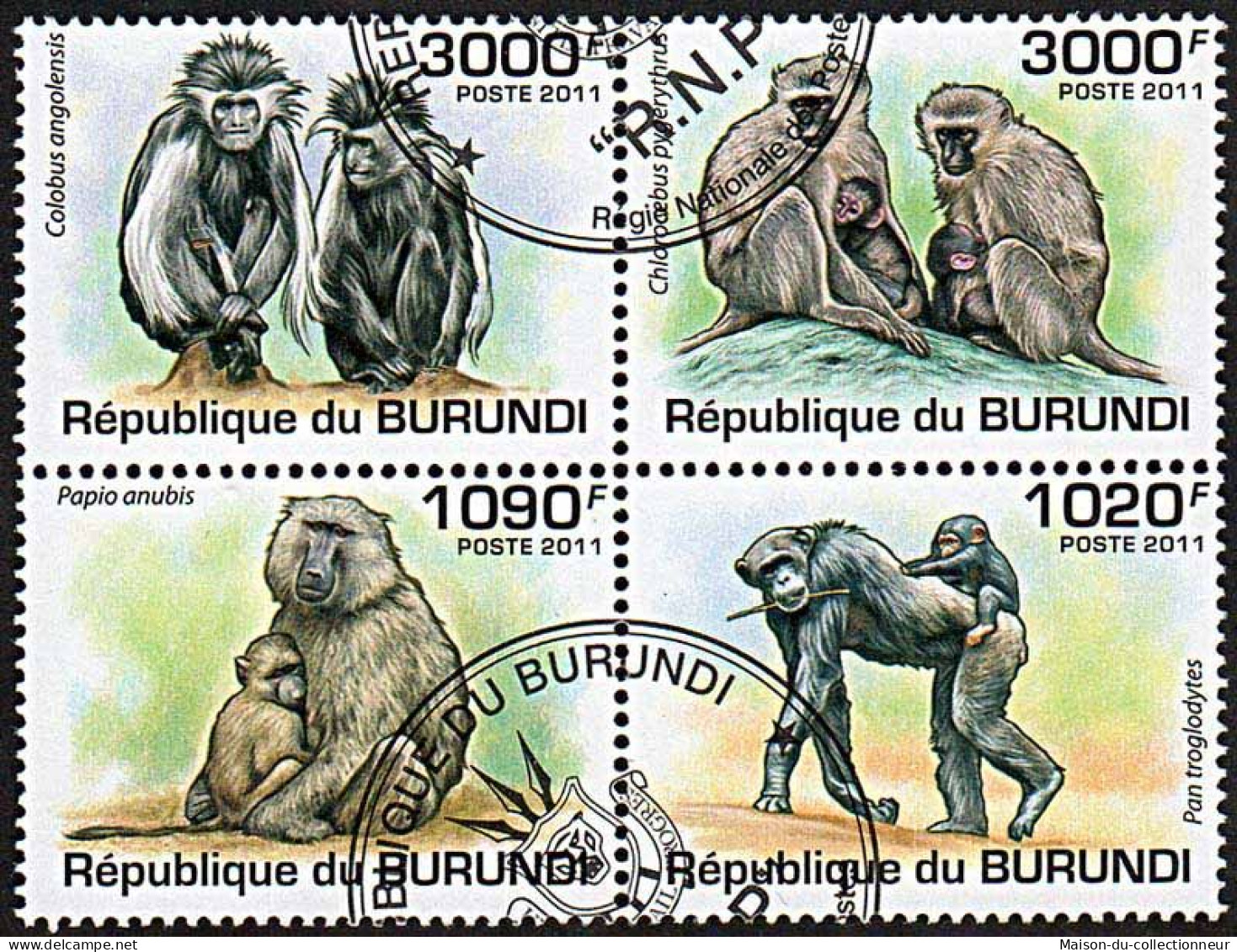 Timbres Thèmatiques Burundi No 1245/1248 Oblitérés Animaux,Primates - Verzamelingen