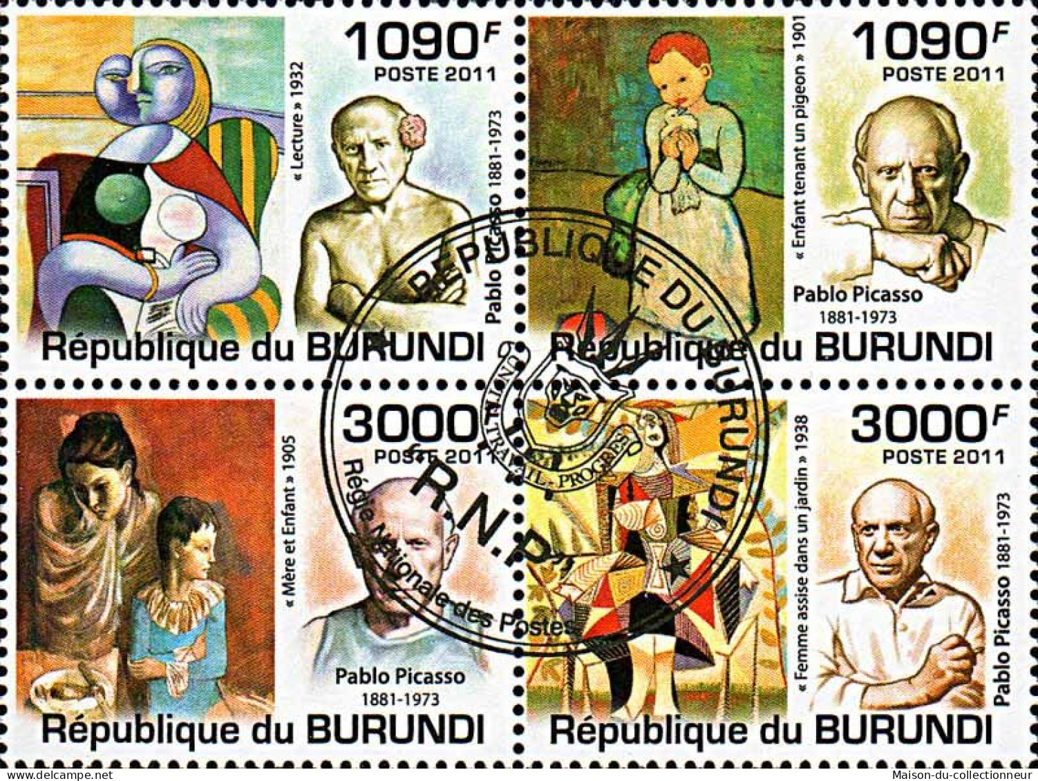 Timbres Thèmatiques Burundi No 1309/1312 Oblitérés Tableaux,Picasso - Collezioni