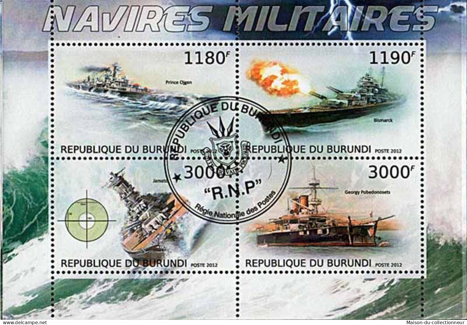 Timbres Thèmatiques Burundi No 1854/57 Oblitérés Guerre,Bateaux - Colecciones