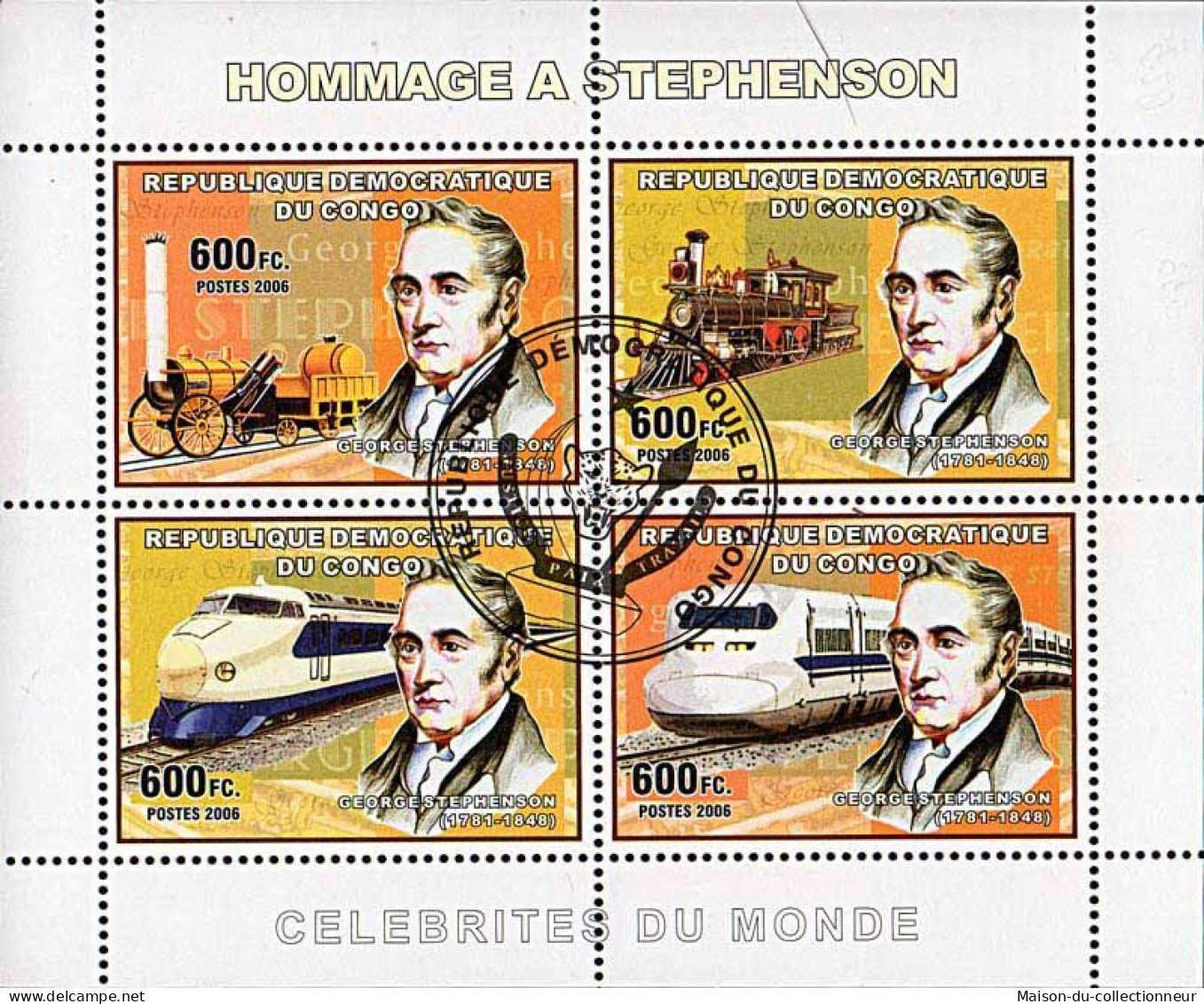 Timbres Thèmatiques Congo No BF 33  Oblitérés Trains,Locomotives - Sammlungen