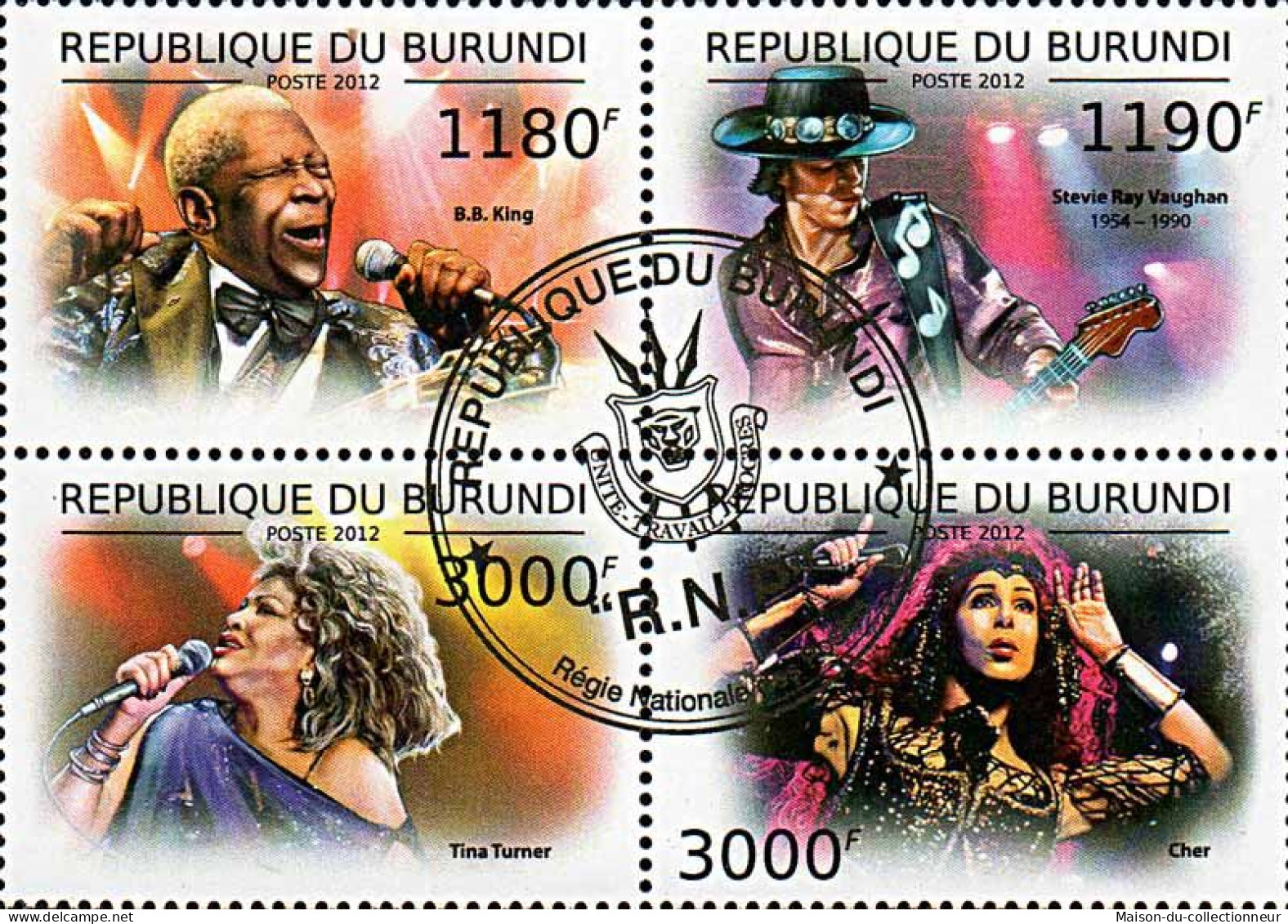 Timbres Thèmatiques Burundi No 1680/83 Oblitérés Musiciens - Colecciones