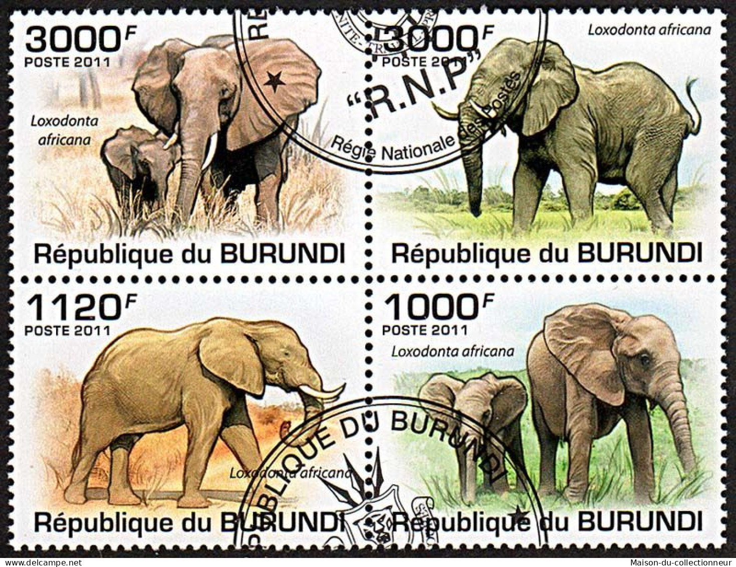 Timbres Thématiques Burundi No 1213/16 Oblitérés Animaux,Elephants - Colecciones