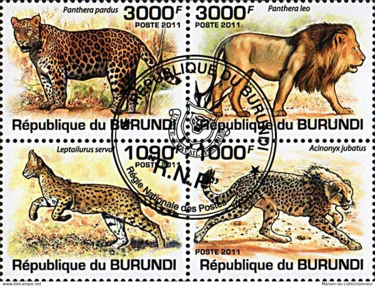 Timbres Thématiques Burundi No 1189/1192 Oblitérés Animaux,Felins - Colecciones