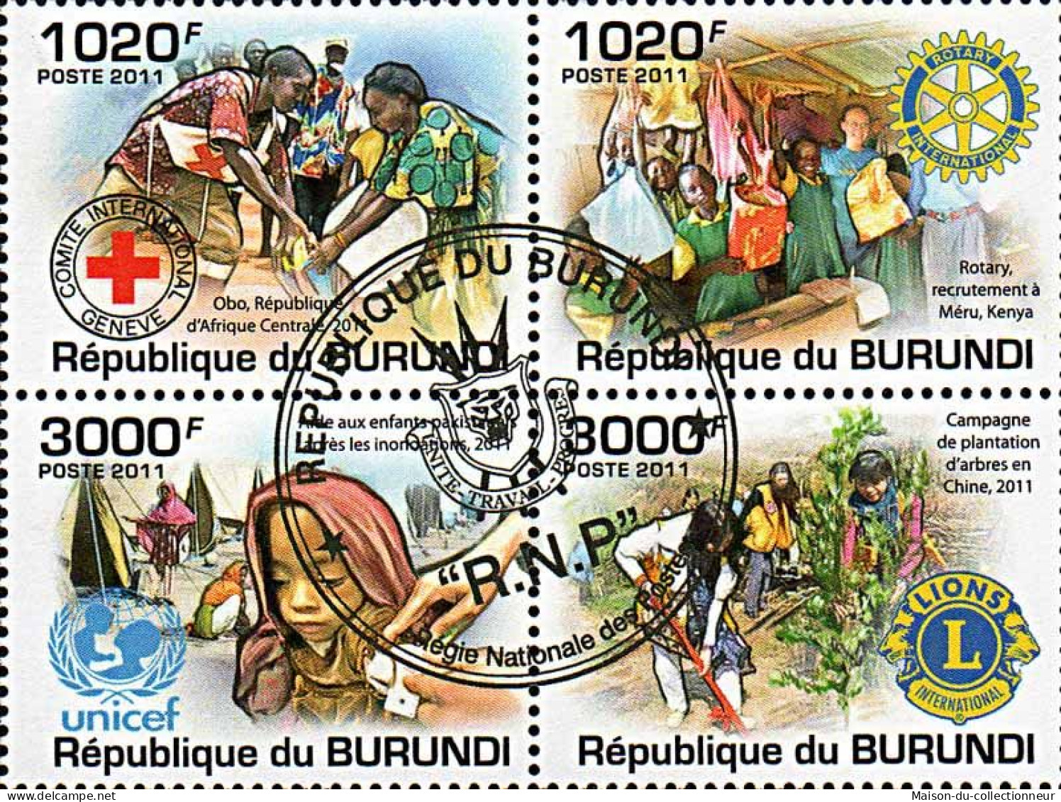 Timbres Thèmatiques Burundi No 1289/1292 Oblitérés Divers - Verzamelingen
