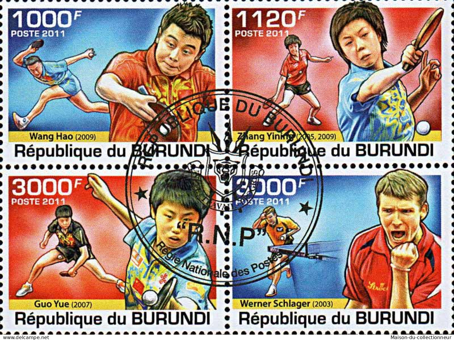 Timbres Thèmatiques Burundi No 1313/1316 Oblitérés Sports,Ping-pong - Verzamelingen