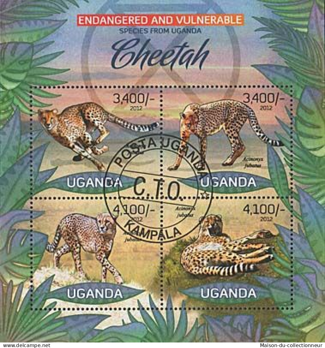 Timbres Thématiques Ouganda No 2450/53 Oblitérés Animaux,Felins,Panthères - Ouganda (1962-...)
