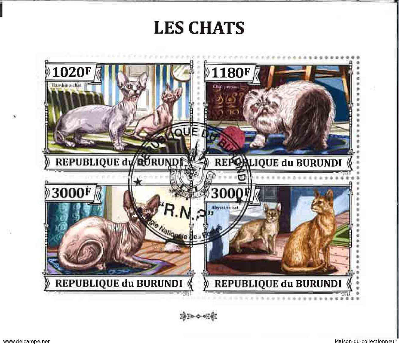 Timbres Thématiques Burundi No 2102/2105 Oblitérés Animaux,Chats - Sammlungen
