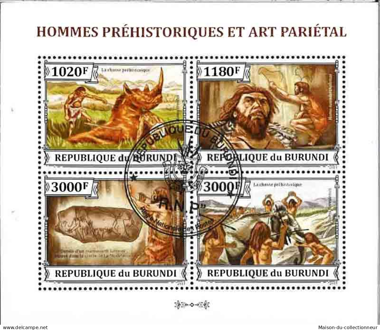 Timbres Thématiques Burundi No 2086/2089 Oblitérés Hommes Préhistoriques,Préhistoire - Verzamelingen