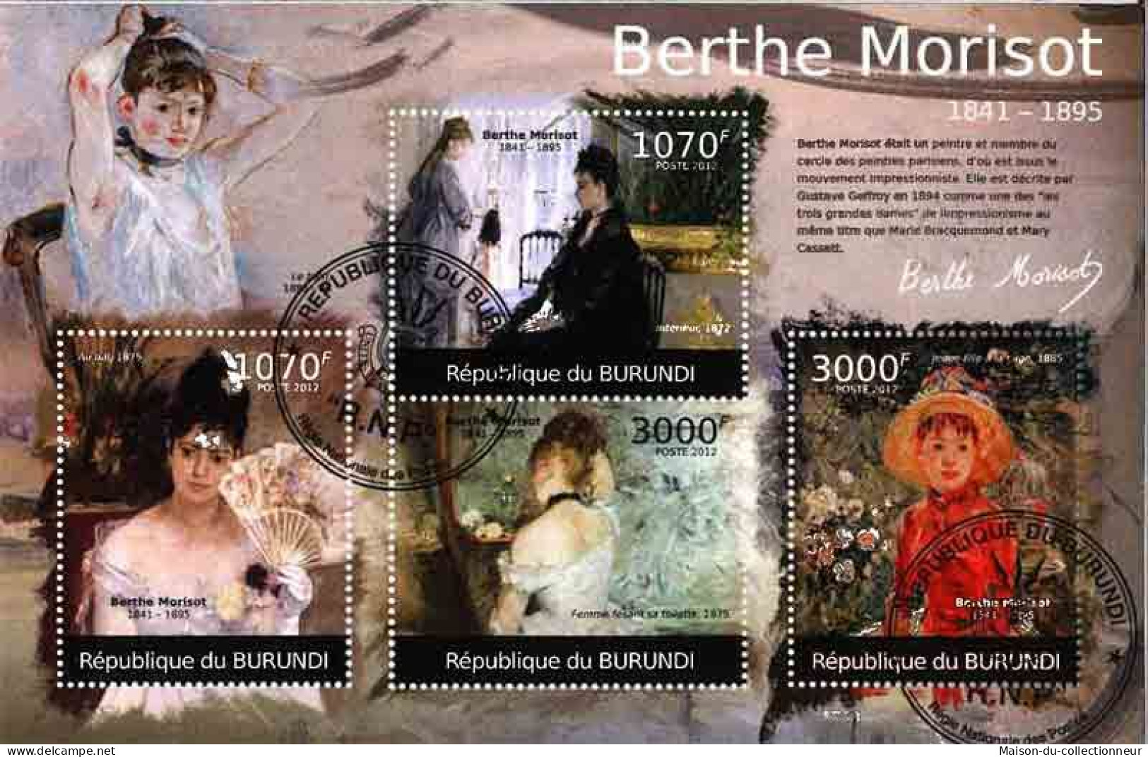 Timbres Thématiques Burundi No 1353/1356 Oblitérés Tableaux,Peintres,Morisot - Sammlungen