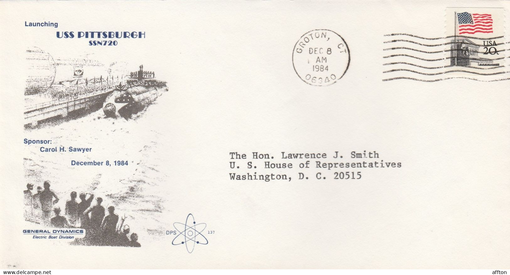 USS Pittsburgh Submarine USA 1984 Cover - Submarines