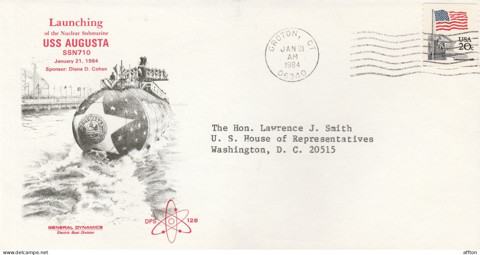 USS Augusta Submarine USA 1984 Cover - Submarinos