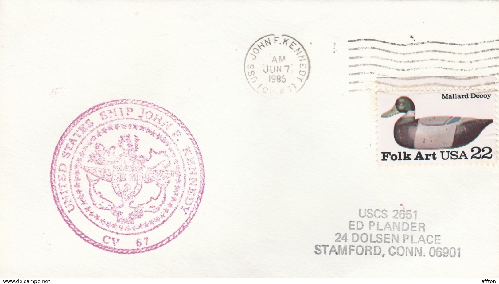 USS John F Kennedy Submarine USA 1985 Cover - Sous-marins