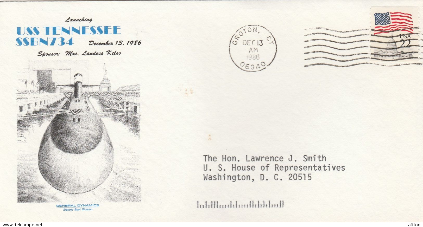 USS Tennessee Submarine USA 1986 Cover - Submarinos