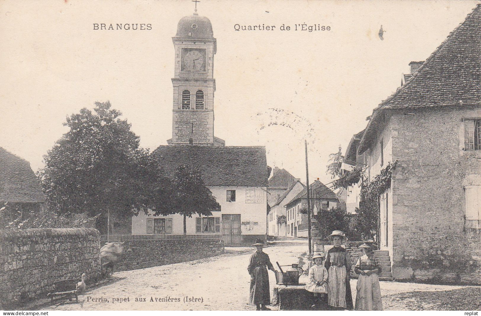 CPA 38 BRANGUES     QUARTIER DE L'EGLISE - Brangues