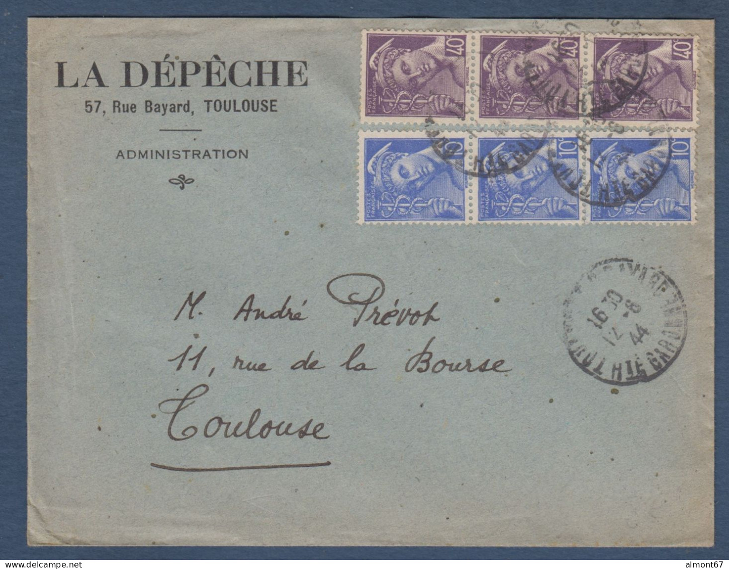Lettre De Toulouse Affranchie Avec 6 Mercure - 1938-42 Mercure
