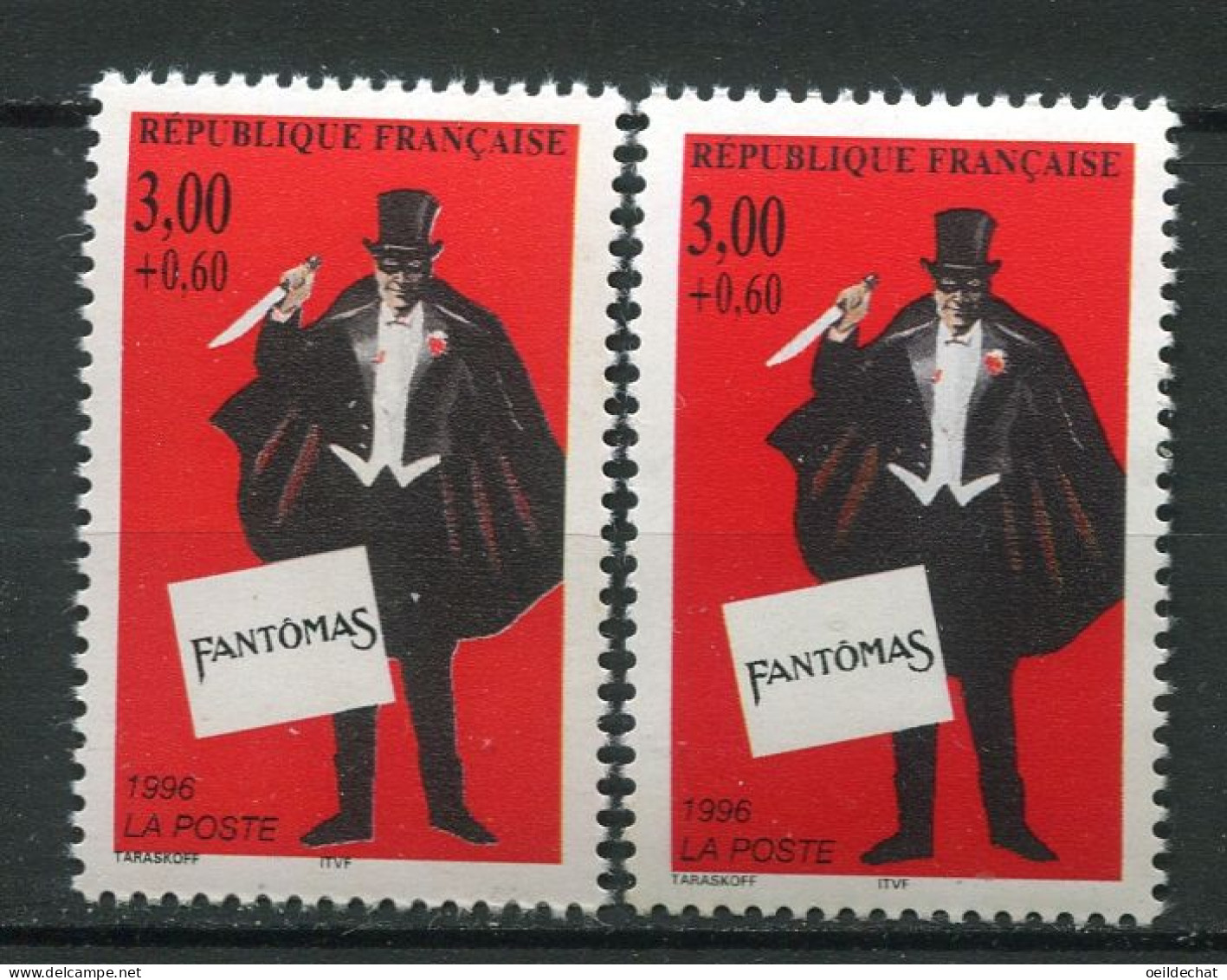 26119 FRANCE N°3028** 3F+60c. Fantômas : Points Blancs Sur La Veste Et Le Pantalon + Normal (non Inclus) 1996  TB - Unused Stamps