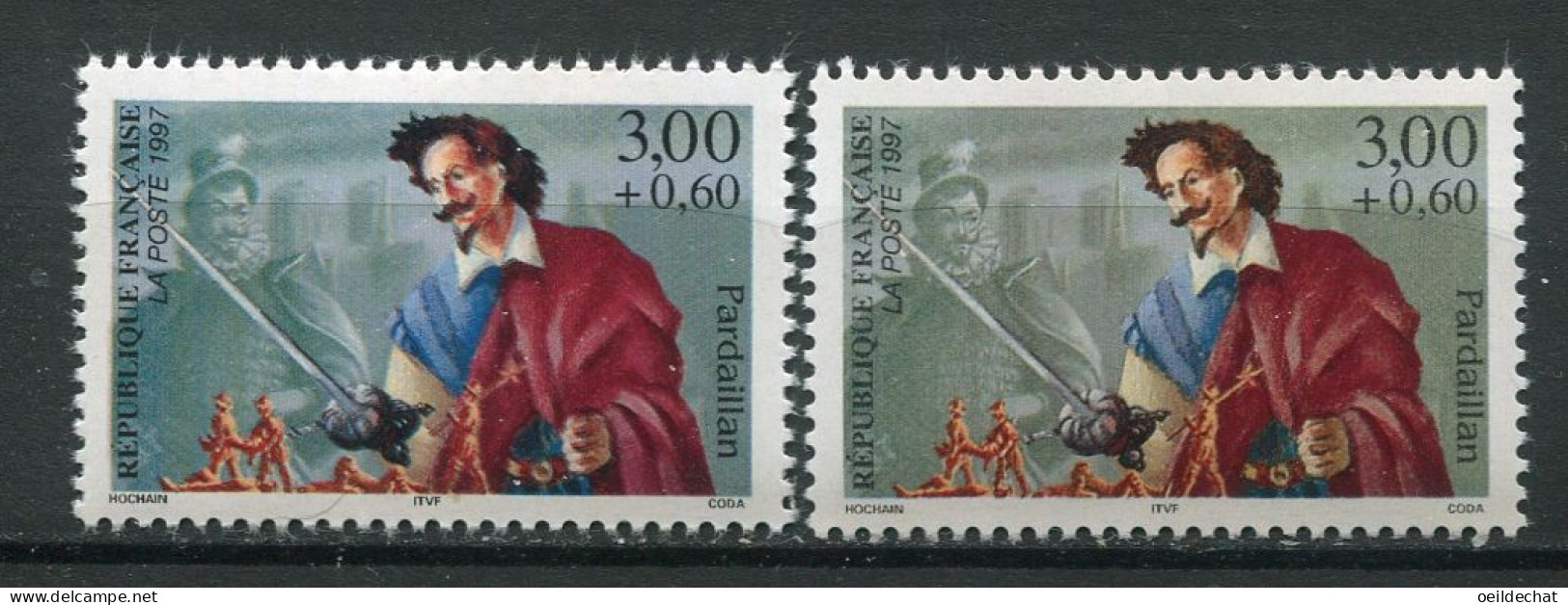 26122 FRANCE N°3116** 3F+60c. Pardaillan : Personnages Floutés (dédoublés) + Normal (non Inclus) 1997  TB - Nuovi